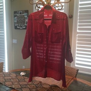 . 2x red top w/gold metallic dots. NWT-PRICE FIRM